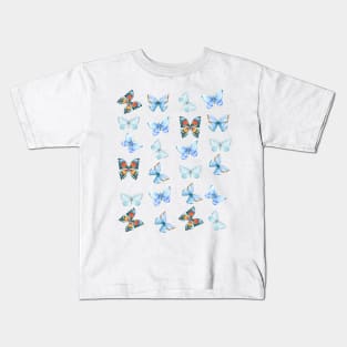 Butterfly Pattern - Light Blue Coloured Kids T-Shirt